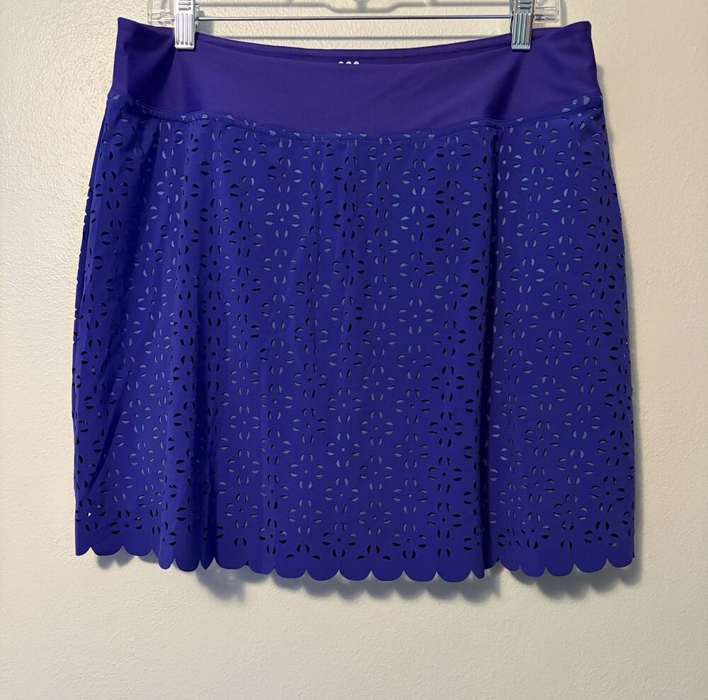 Title Nine Nimblene Skort Size Large Skirt Laser Cut Golf Tennis Purple Blue